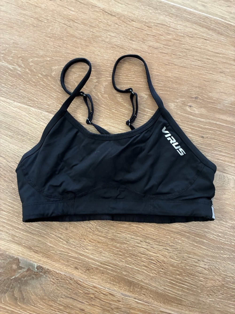 VIRUS Black Adjustable-Strap Sports Bra